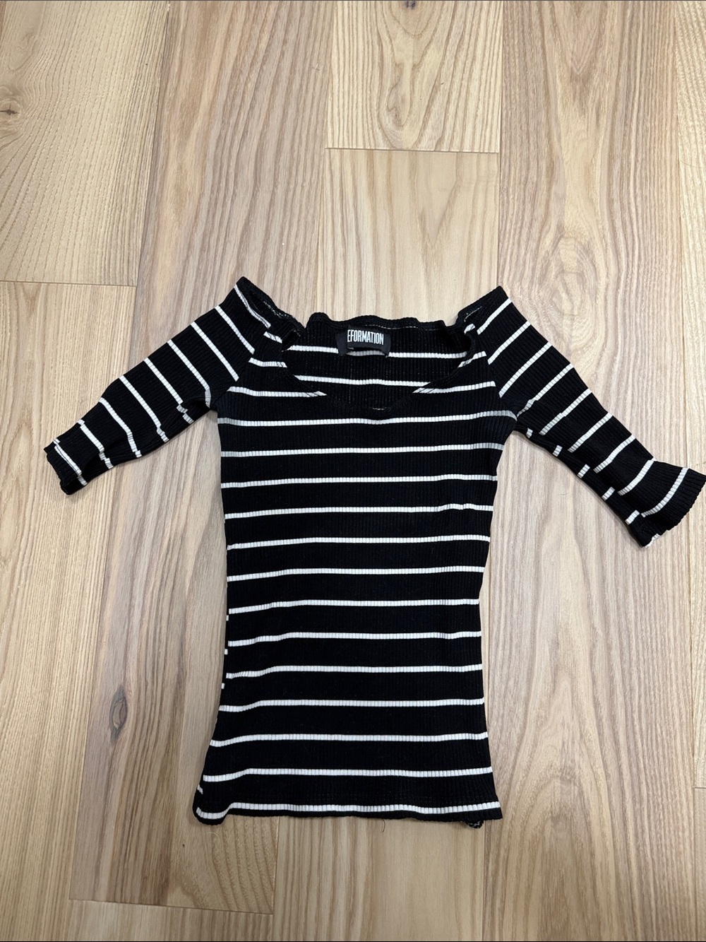 Reformation Black & White Striped Ribbed Top XS